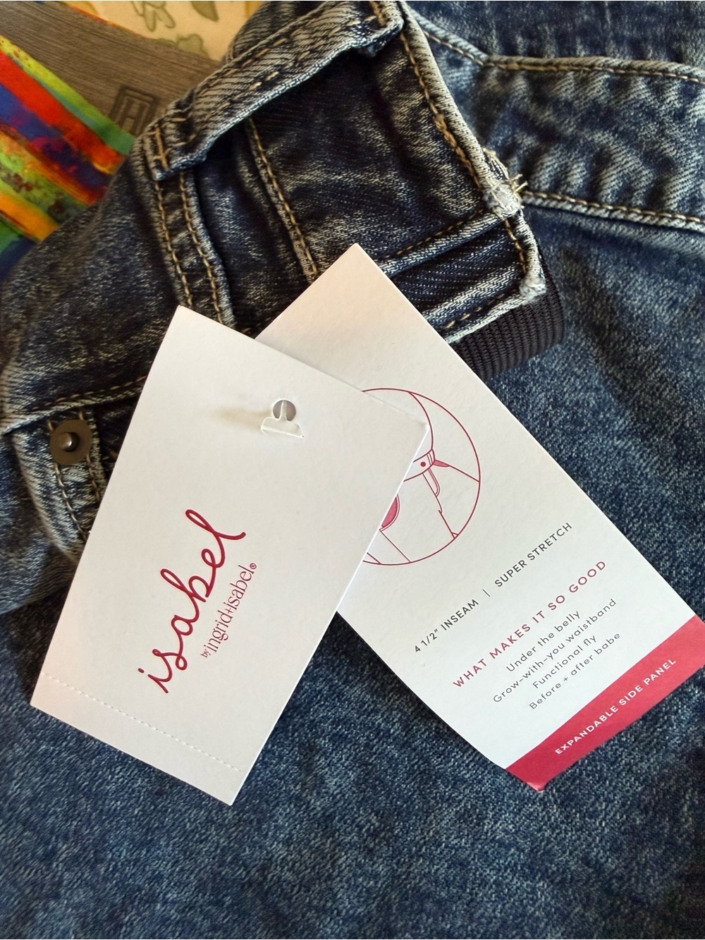 Ingrid & Isabel Maternity Jean Shorts Size 16 - Picture 3 of 5